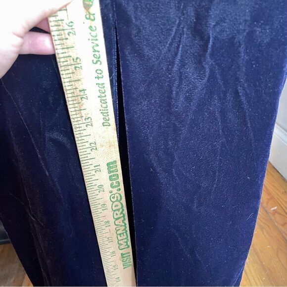 90s Vintage De Laru Linda Bernell Velvet Gown‎ Front Slit Bow Rhinestone 5/6 - Picture 5 of 16